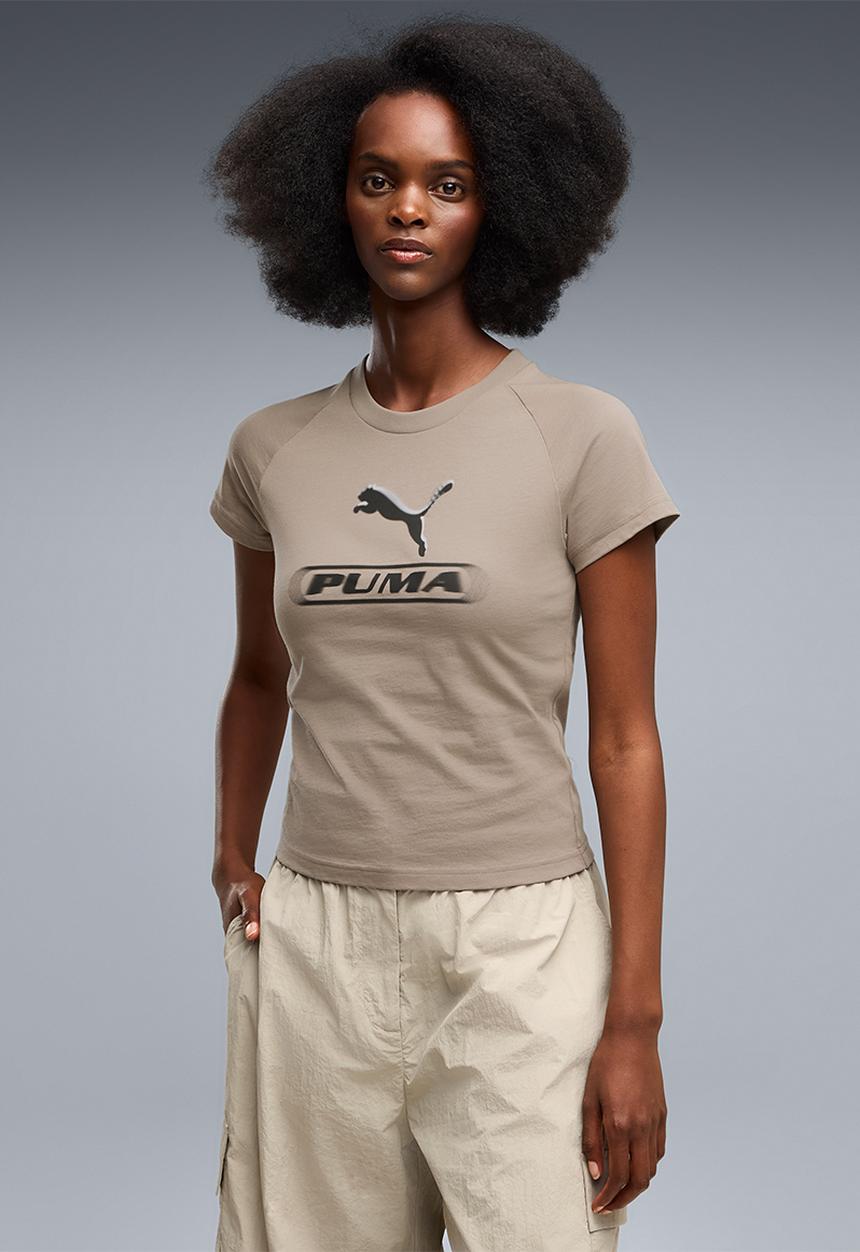 PUMA - Puma Sport Slim Graphic Tee - Mouse Gray