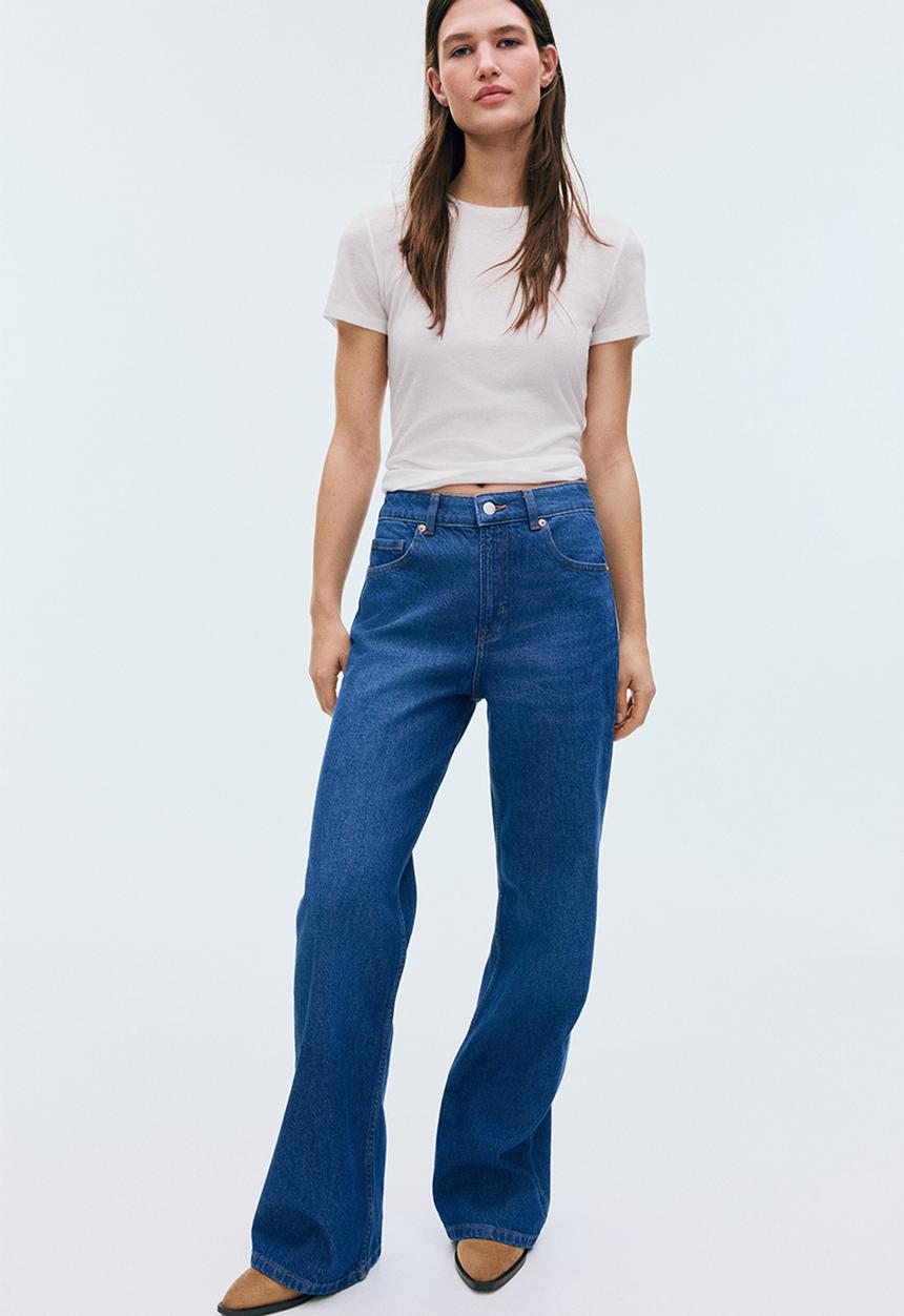 H&M - Wide high jeans - dark denim blue