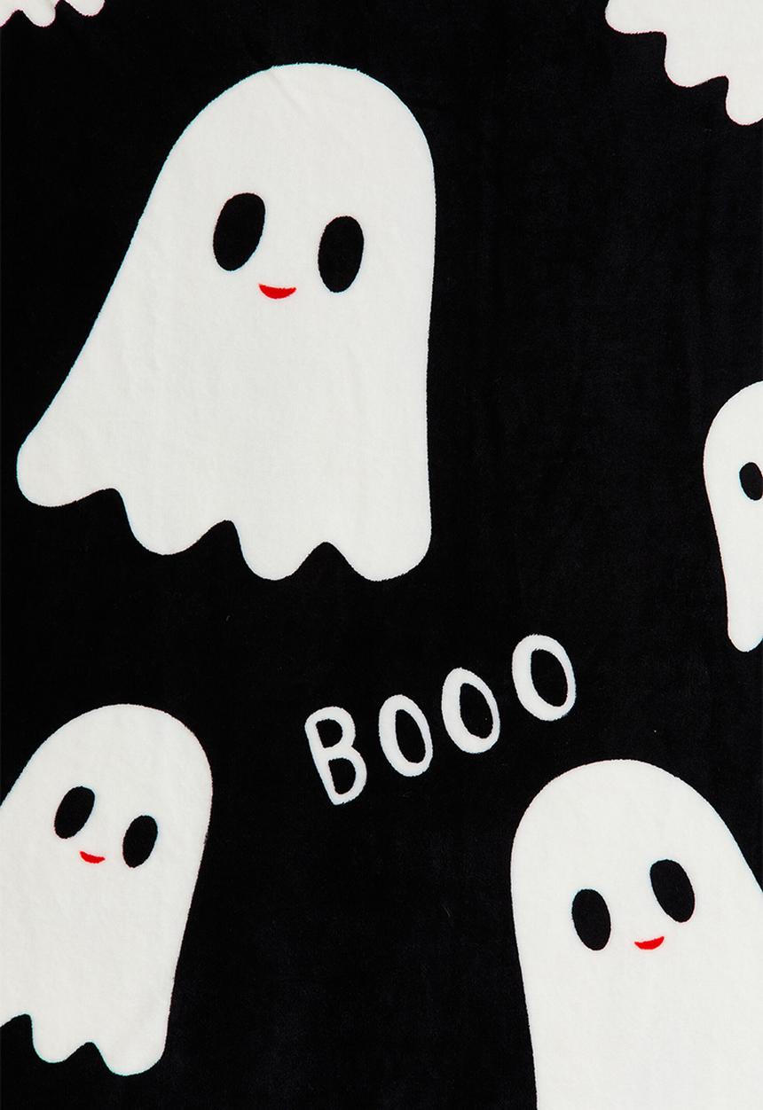 H&M - Patterned fleece blanket - black/ghosts