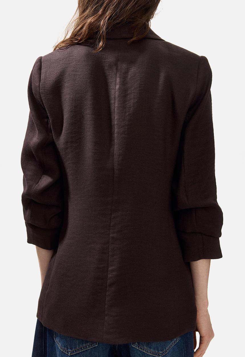 H&M - Gathered-sleeve blazer - dark brown