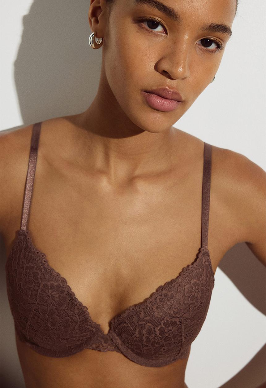 H&M - Lace push-up bra - brown
