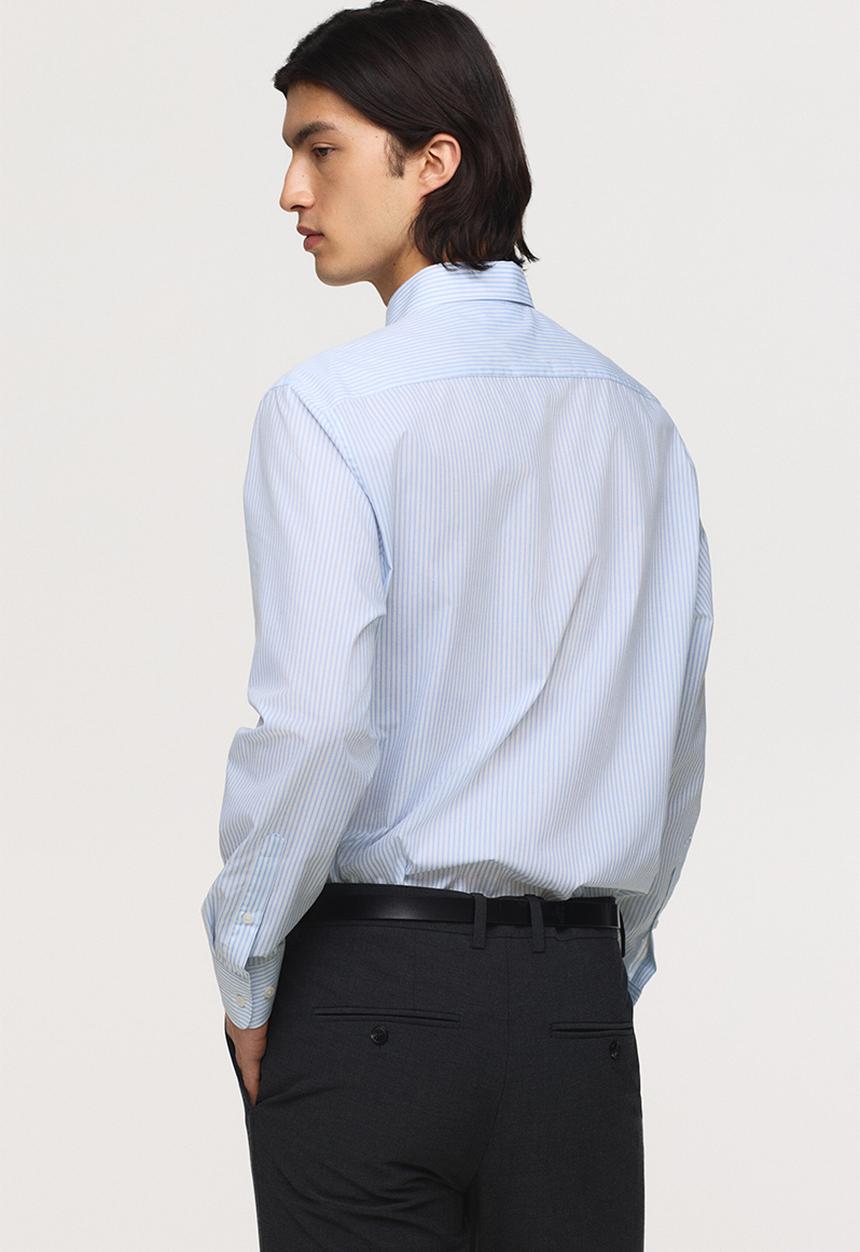 H&M - Regular fit easy-iron shirt - light blue/striped
