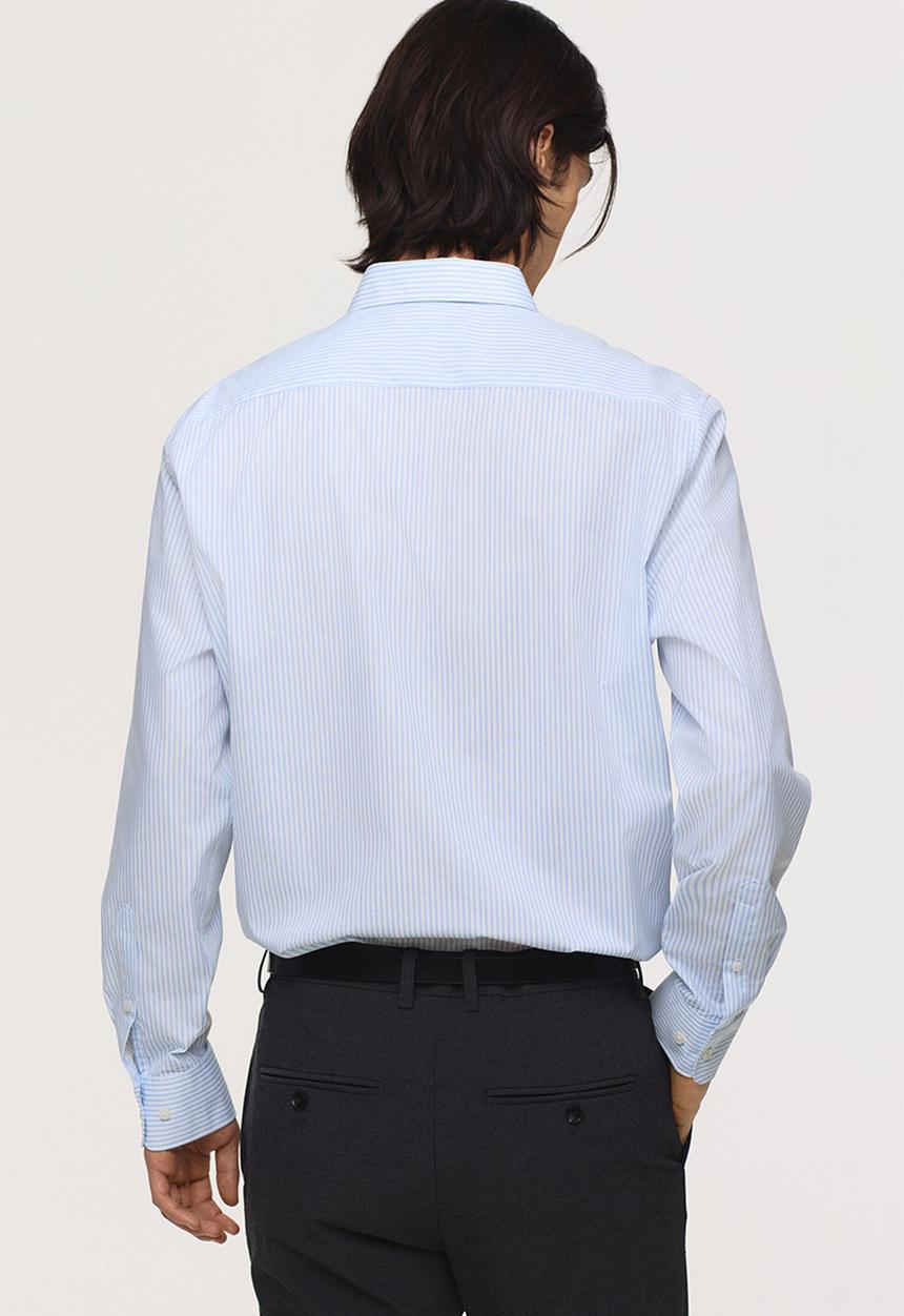 H&M - Regular fit easy-iron shirt - light blue/striped
