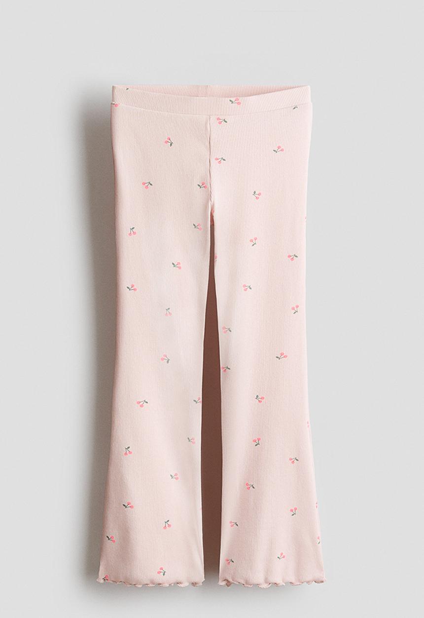 H&M - Flared leggings - light pink/cherries