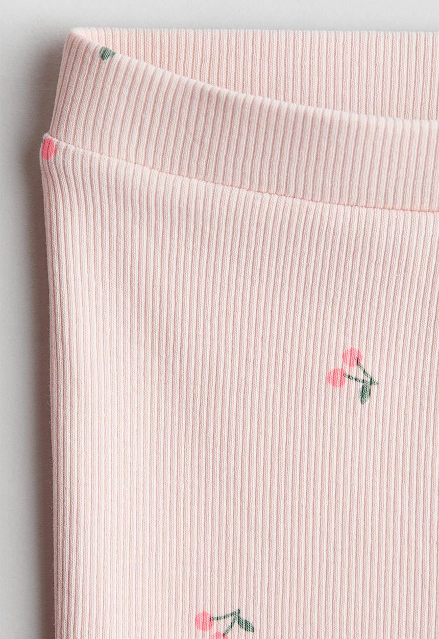 H&M - Flared leggings - light pink/cherries