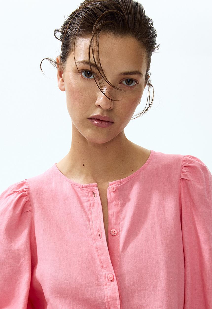 H&M - Linen-blend blouse - pink