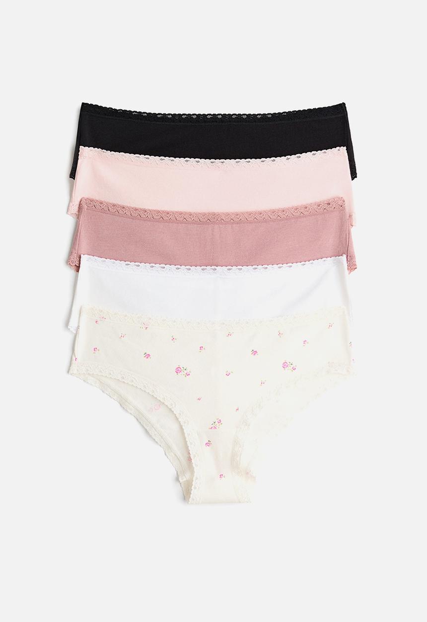 H&M - 5-pack cotton hipster briefs - light pink/cream floral