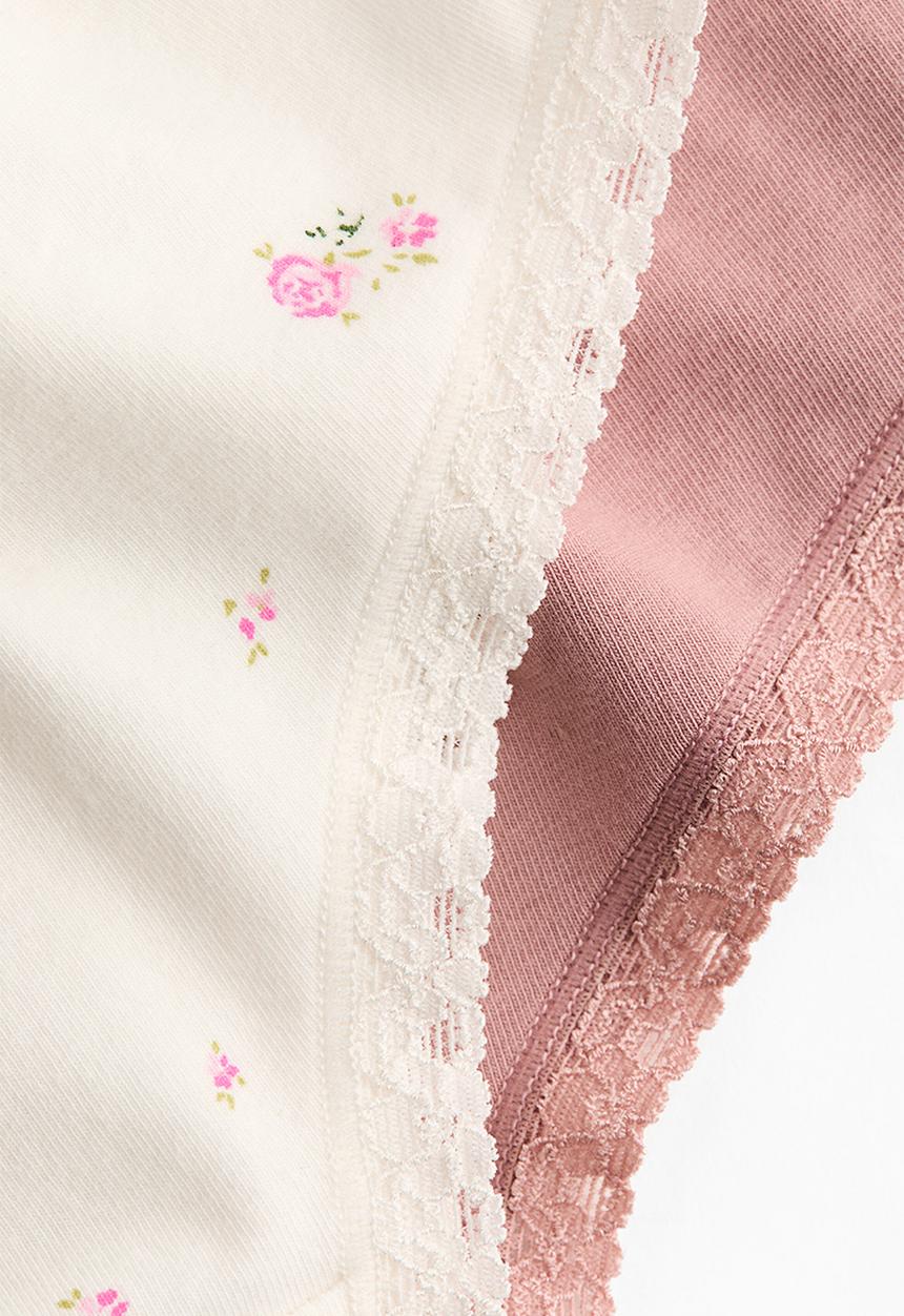 H&M - 5-pack cotton hipster briefs - light pink/cream floral