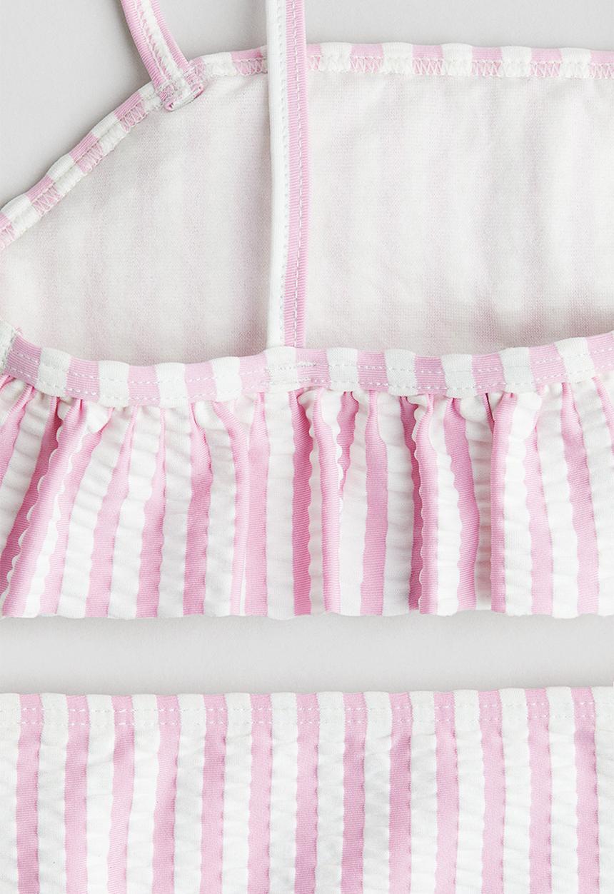 H&M - Frill-trimmed bikini - light pink/white striped