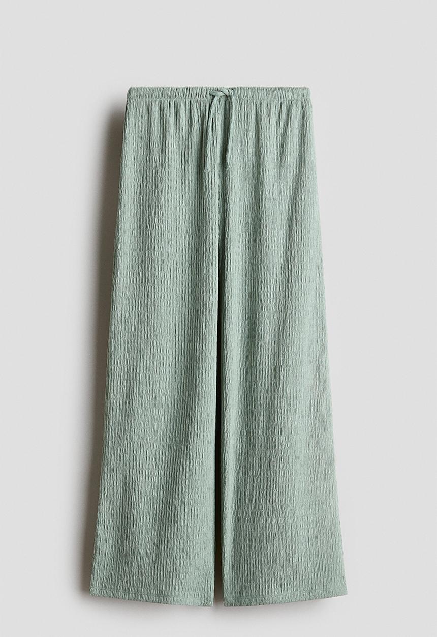 H&M - Textured jersey trousers - light dusty green