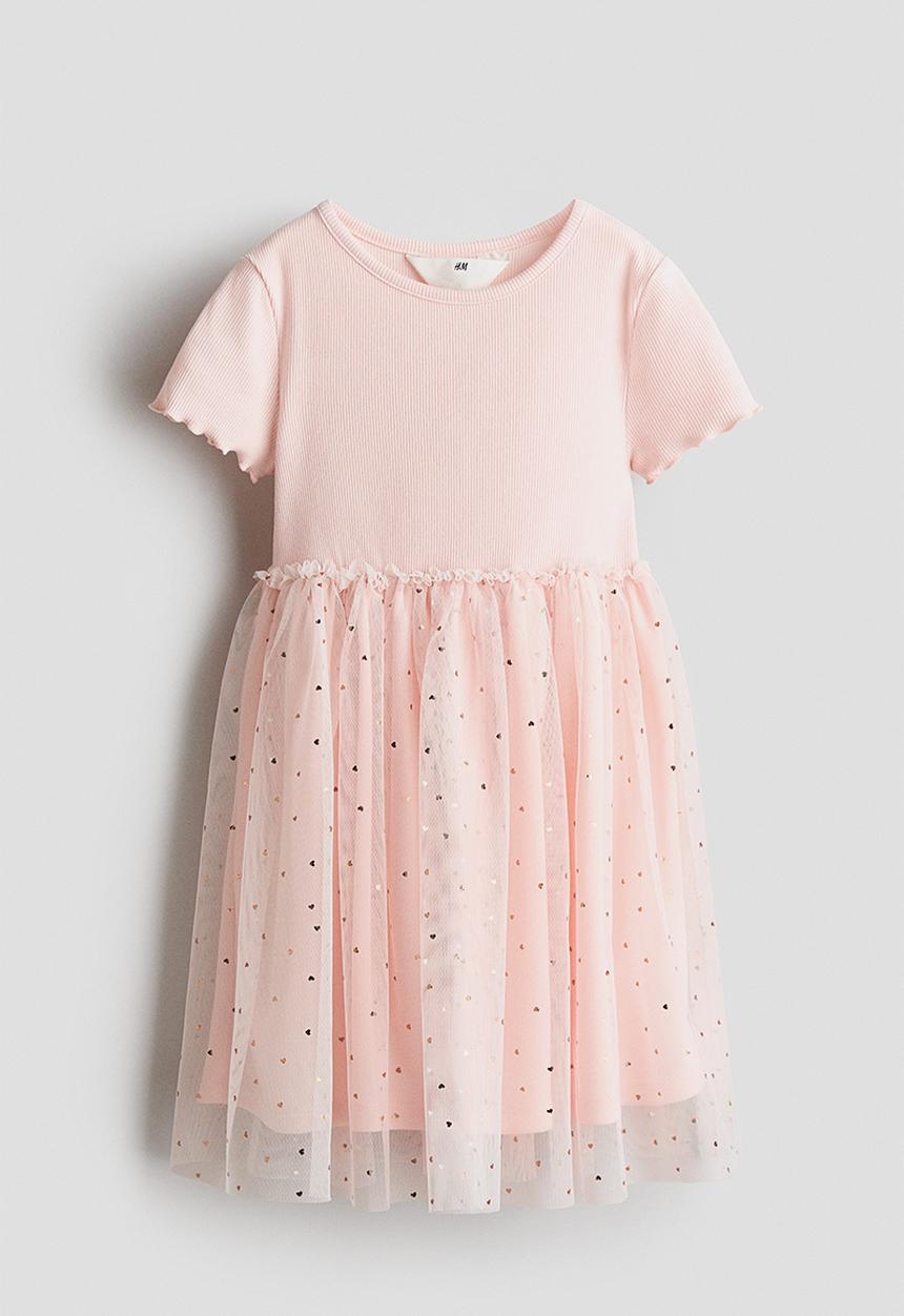 H&M - Tulle skirt dress - light pink/hearts