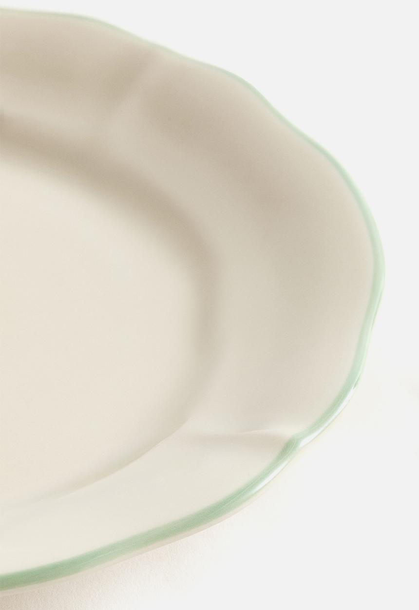 H&M - Hand-painted stoneware starter plate - light beige/orange