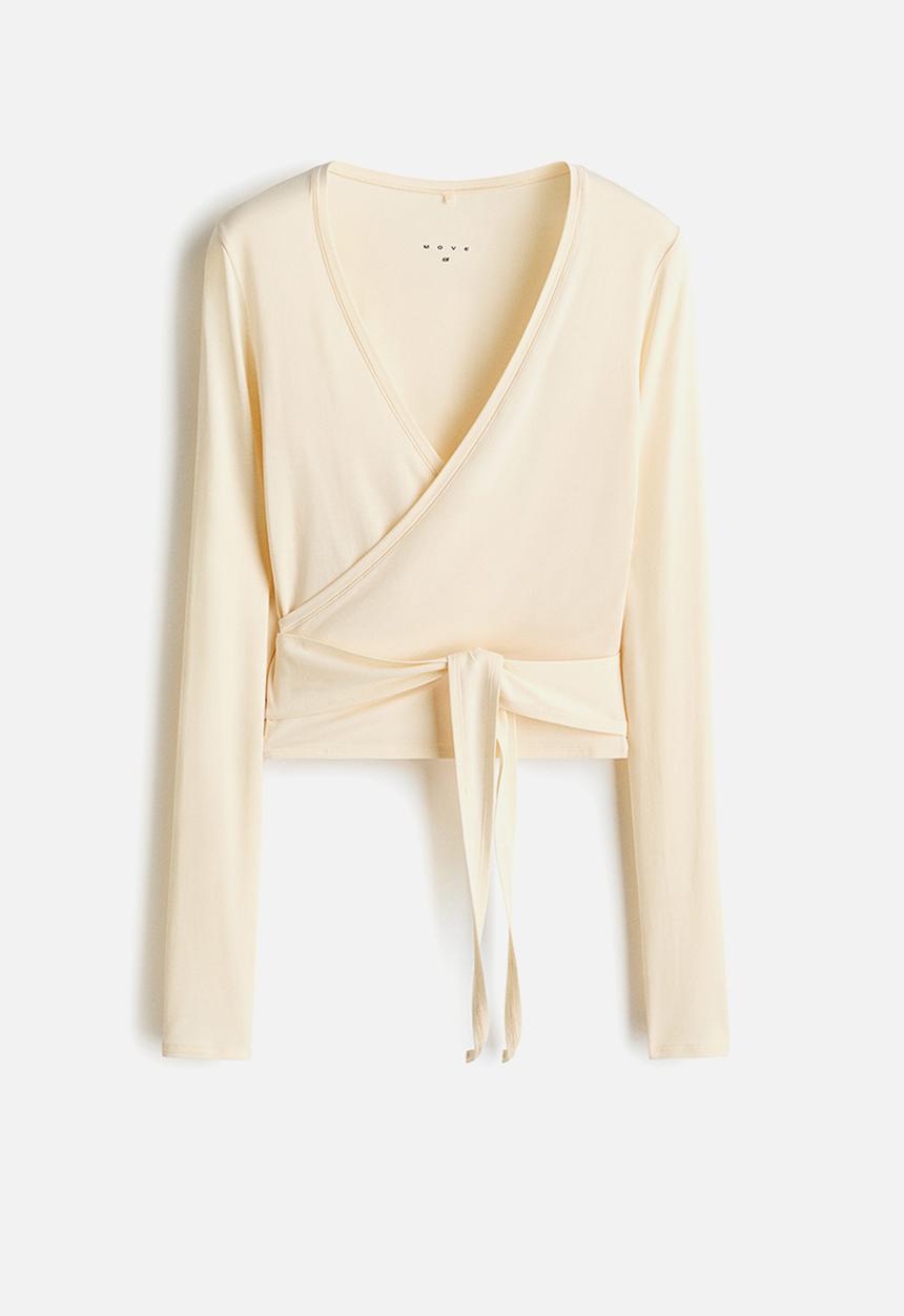 H&M - Sports wrap top in modal - butter yellow