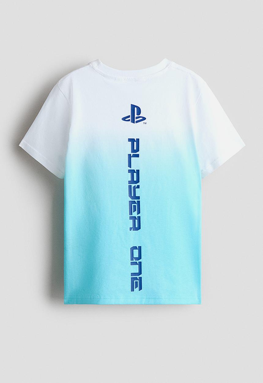 H&M - Print-motif cotton t-shirt - blue/playstation