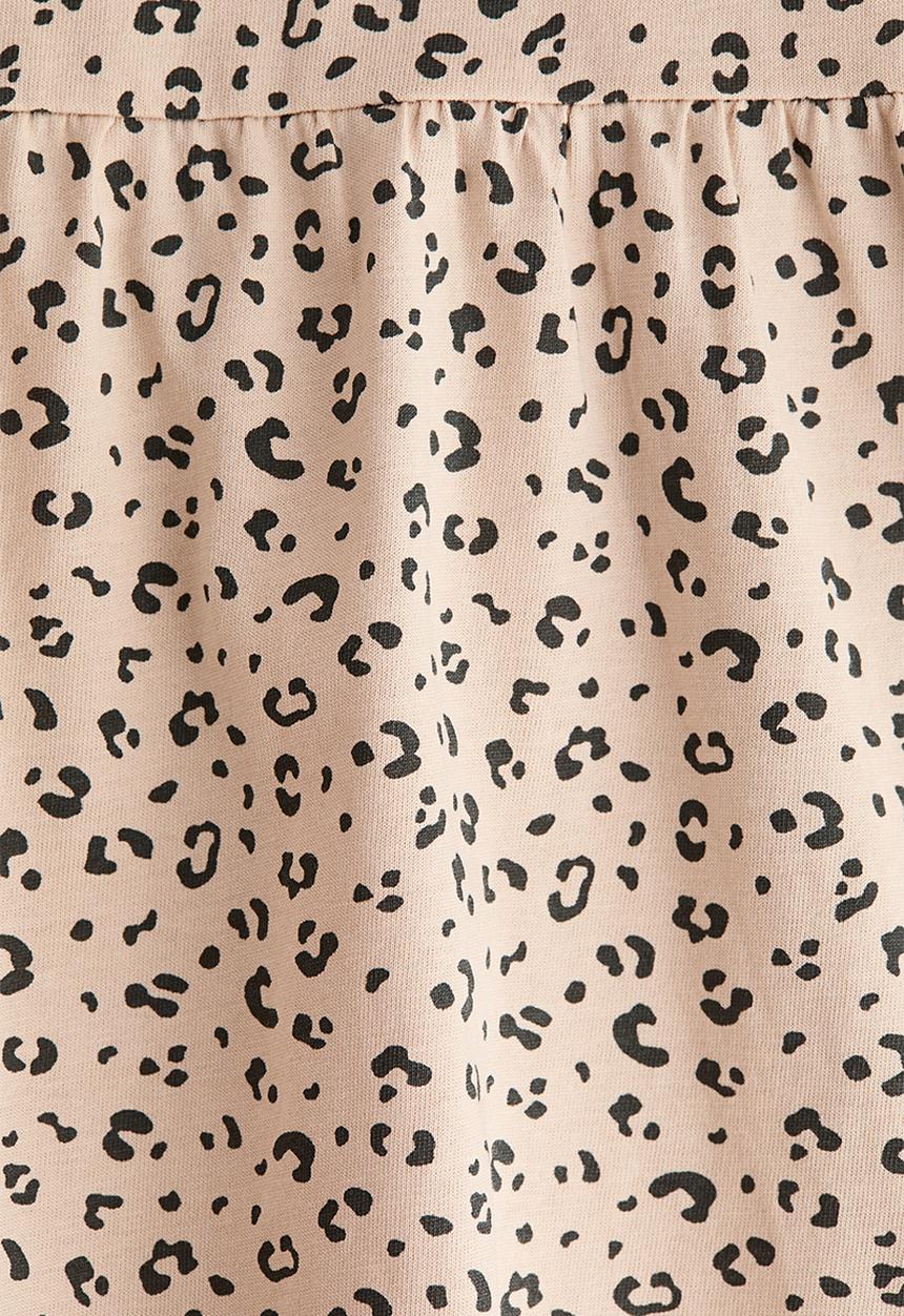 H&M - Printed cotton dress - light beige/leopard print