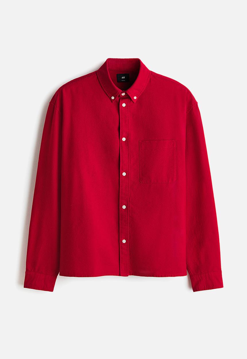 H&M - Relaxed fit oxford shirt - red