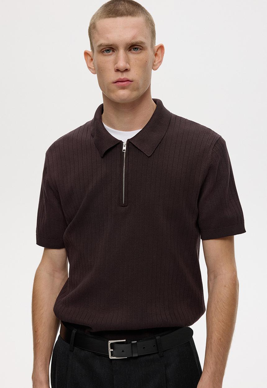 H&M - Slim fit polo shirt - dark brown