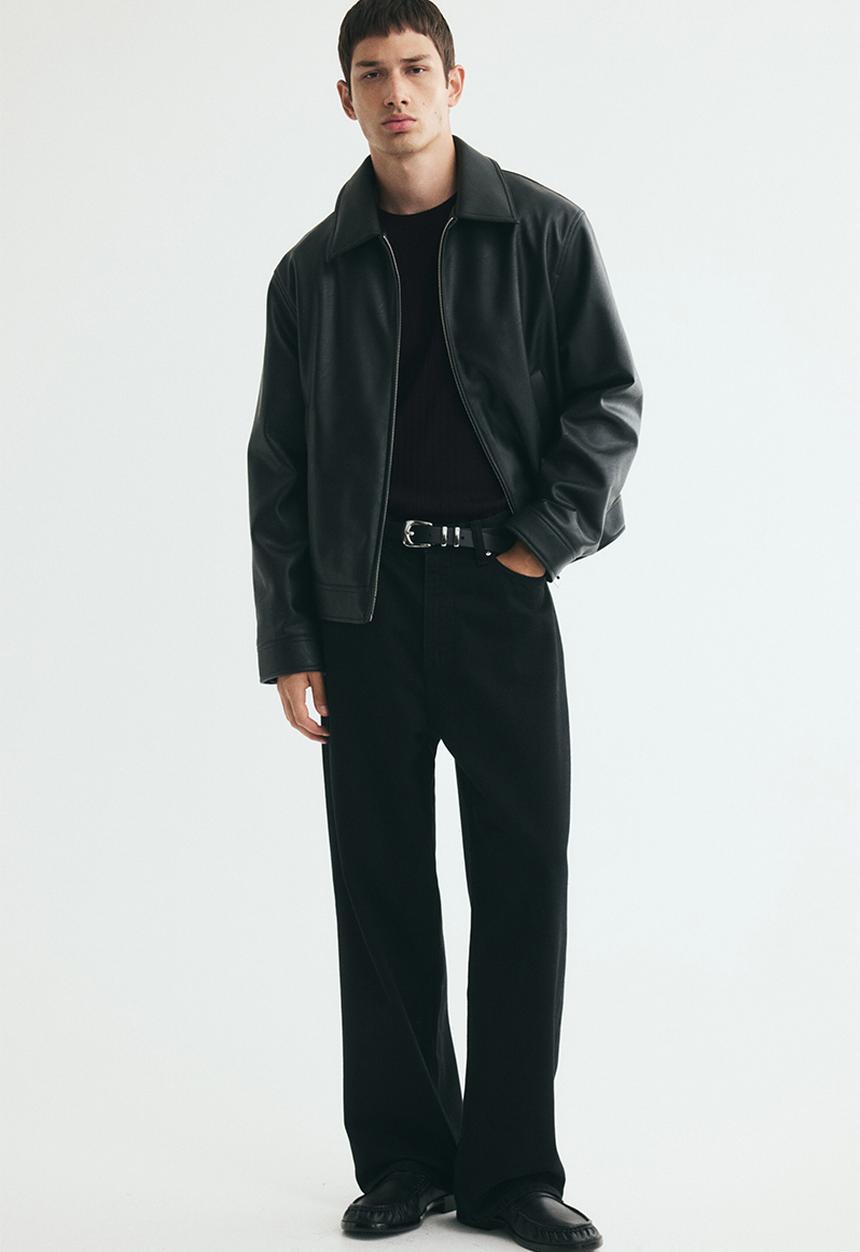 H&M - Slim fit knitted T-shirt - black