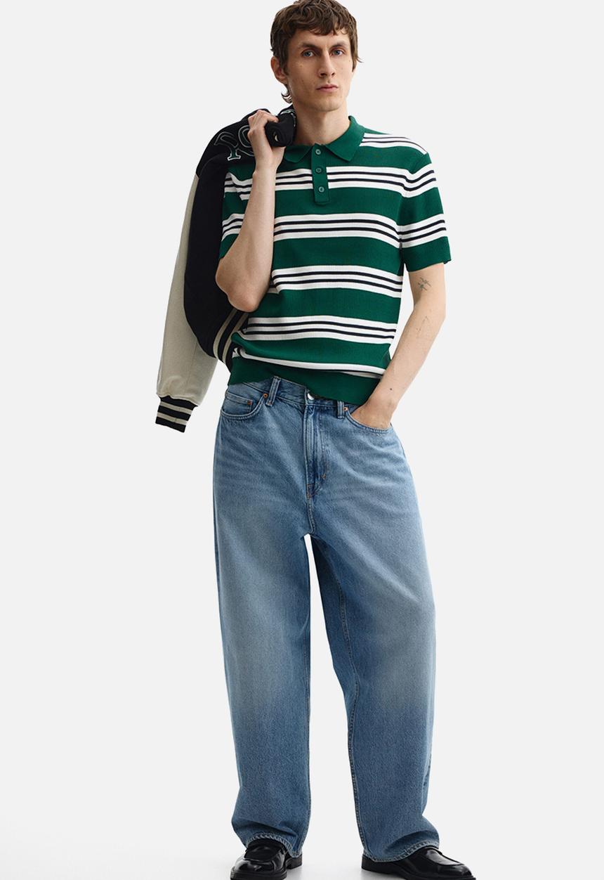 H&M - Regular fit polo shirt - green/striped