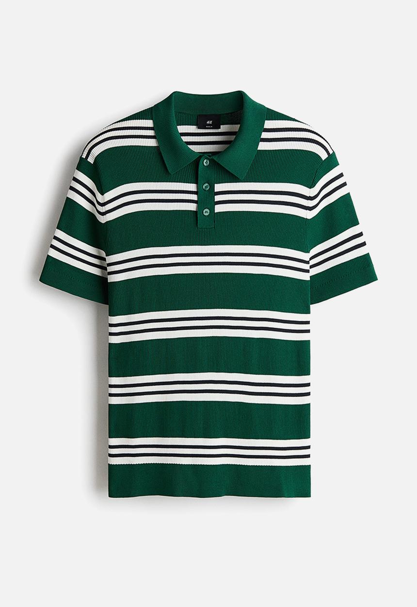 H&M - Regular fit polo shirt - green/striped