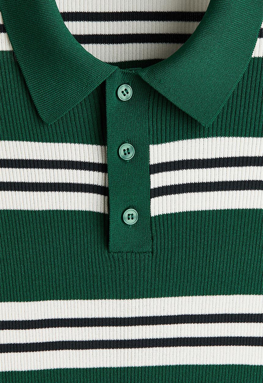 H&M - Regular fit polo shirt - green/striped