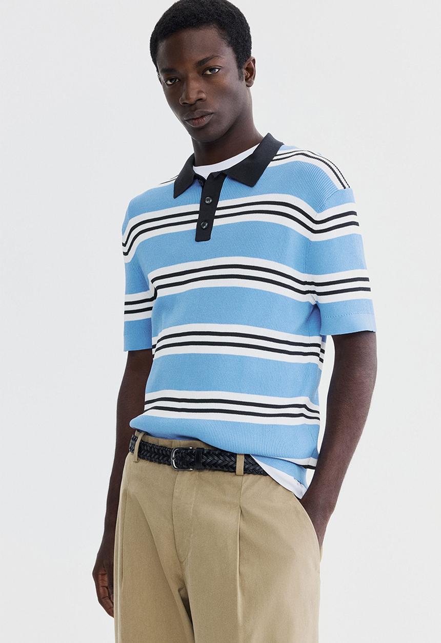 H&M - Regular fit polo shirt - blue/striped