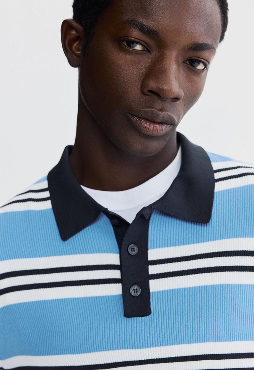 H&M - Regular fit polo shirt - blue/striped