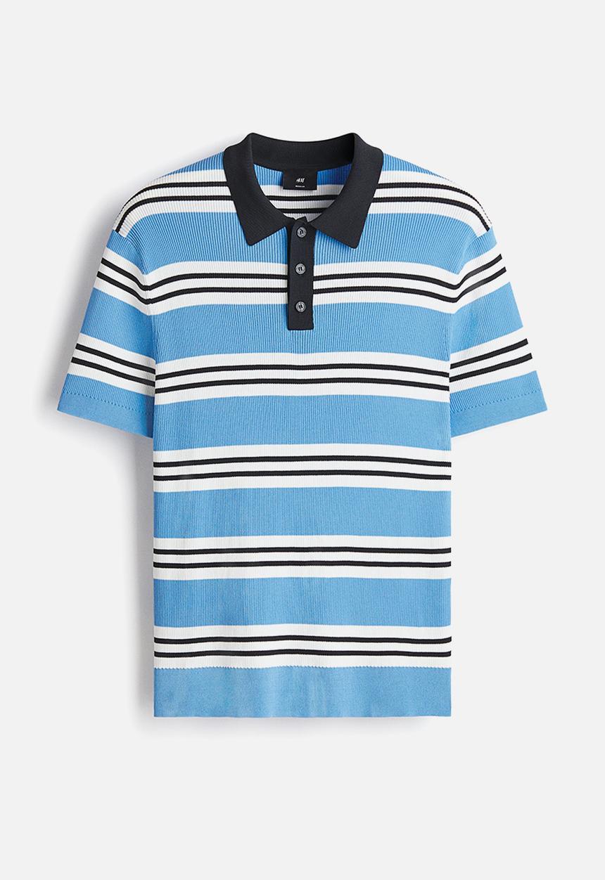 H&M - Regular fit polo shirt - blue/striped