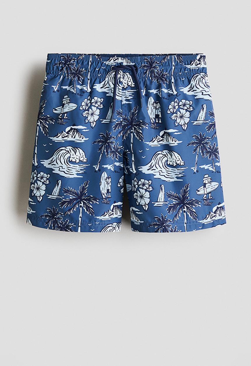 H&M - Printed swim shorts - dusty blue/patterned