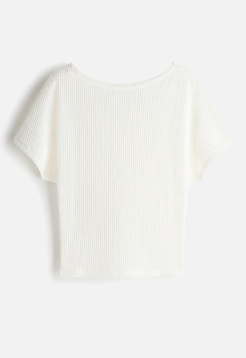 H&M - Batwing-sleeved jersey top - white