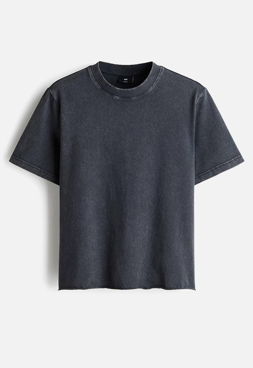 H&M - Regular fit washed T-shirt - dark grey