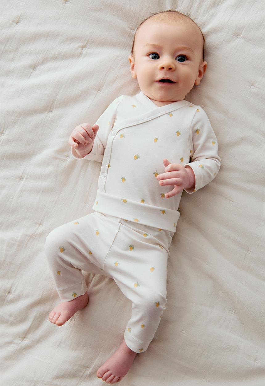 H&M - 2-piece cotton set - cream/oranges
