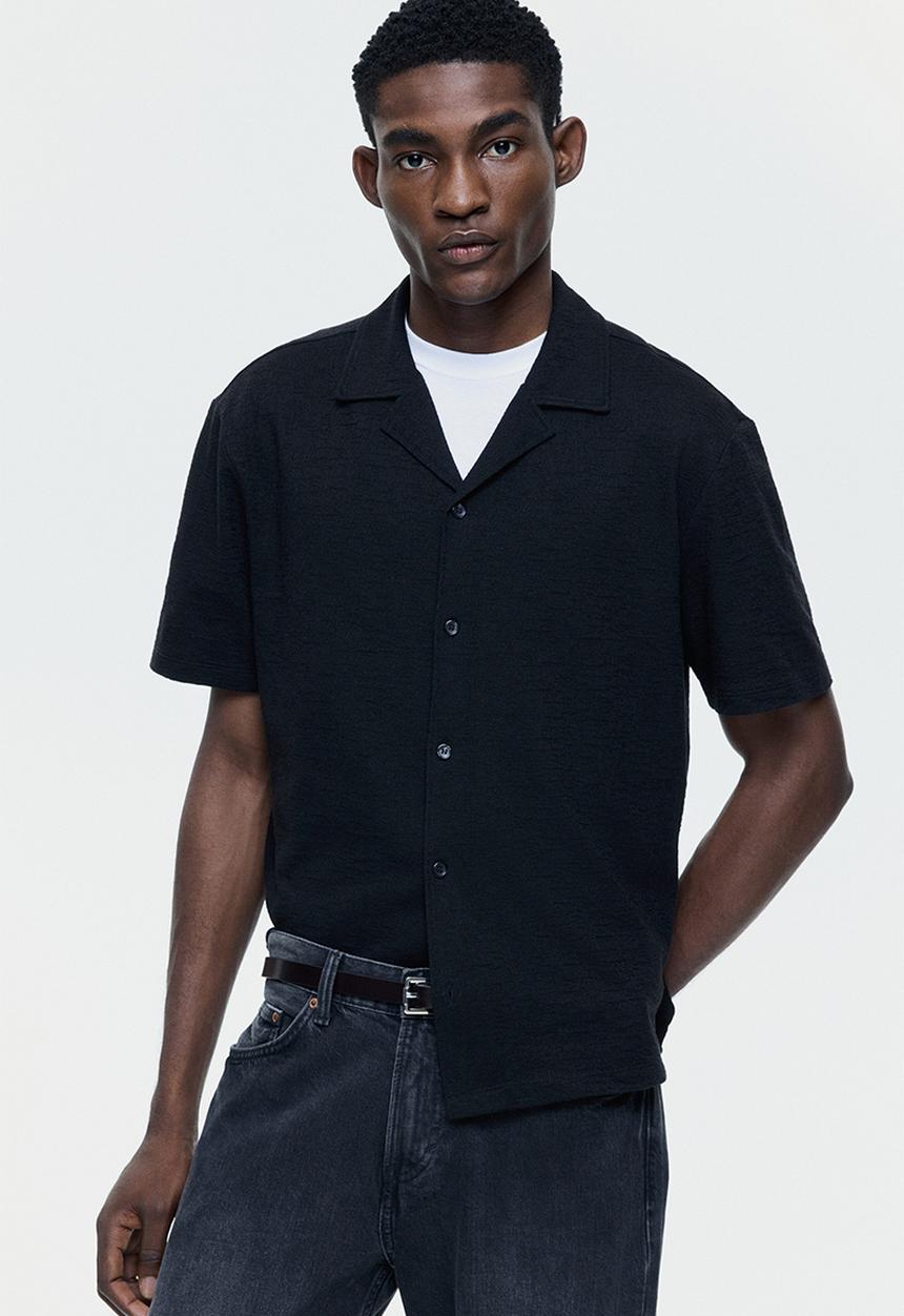 H&M - Regular fit resort shirt - black