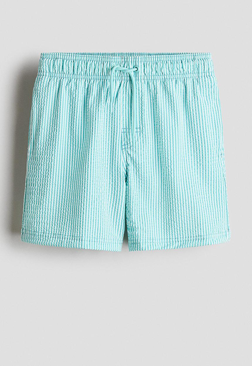 H&M - Seersucker swim shorts - turquoise/striped
