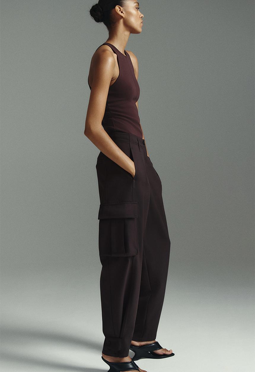 H&M - Barrel-leg cargo trousers - dark brown