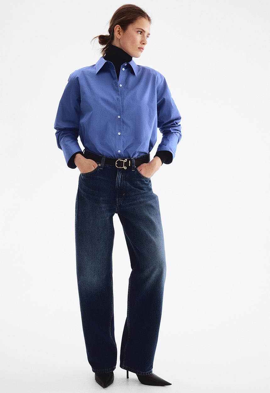 H&M - Barrel high waist jeans - dark denim blue