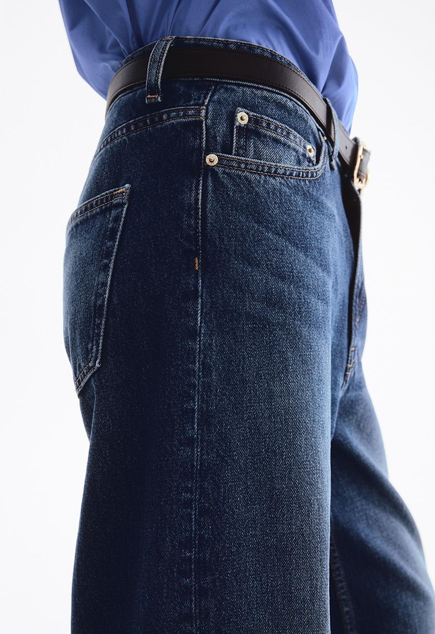 H&M - Barrel high waist jeans - dark denim blue