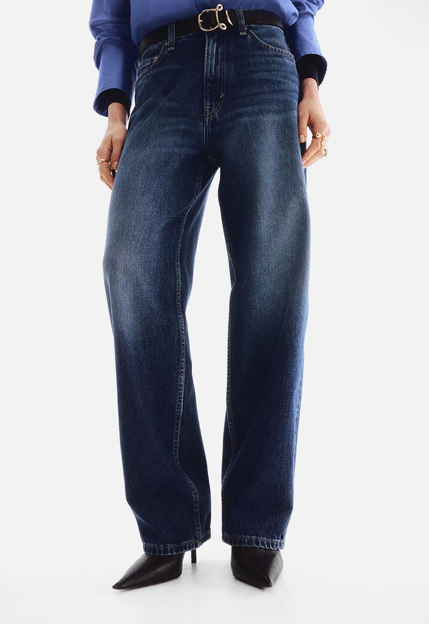 H&M - Barrel high waist jeans - dark denim blue