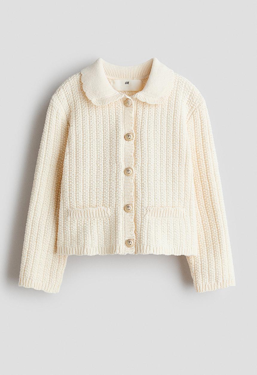 H&M - Textured-knit cardigan - light beige
