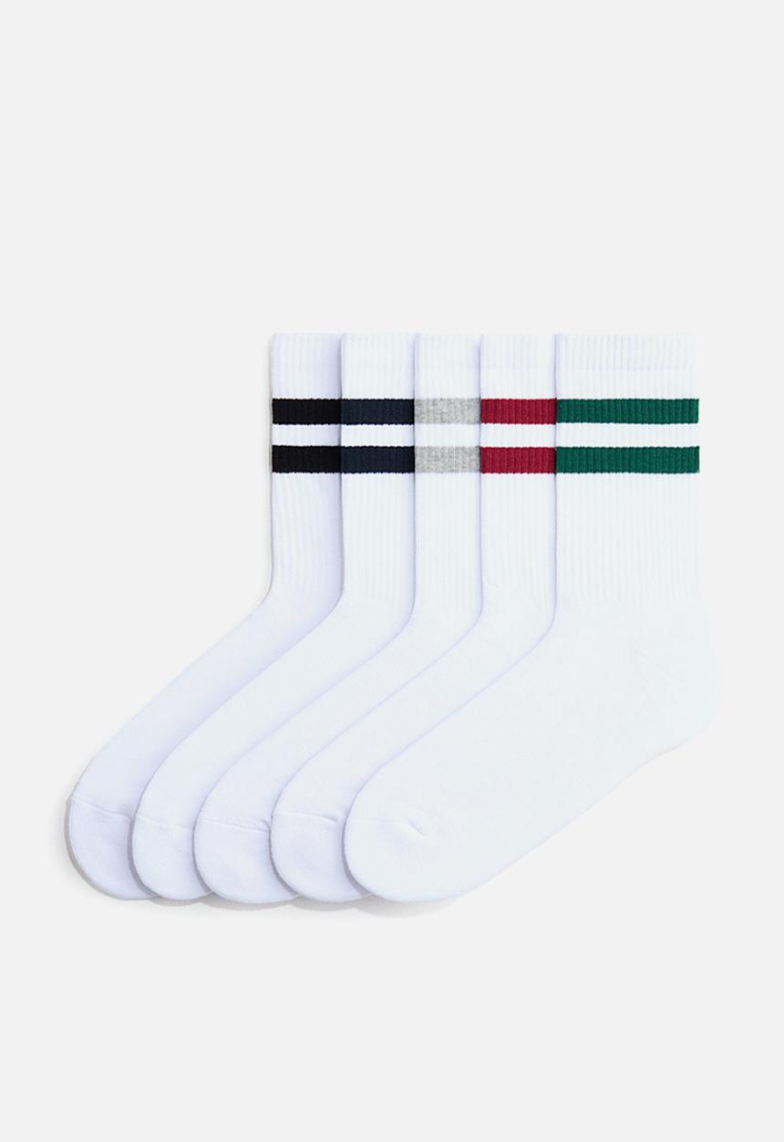 H&M - 5-pack socks with lycra® - white/striped
