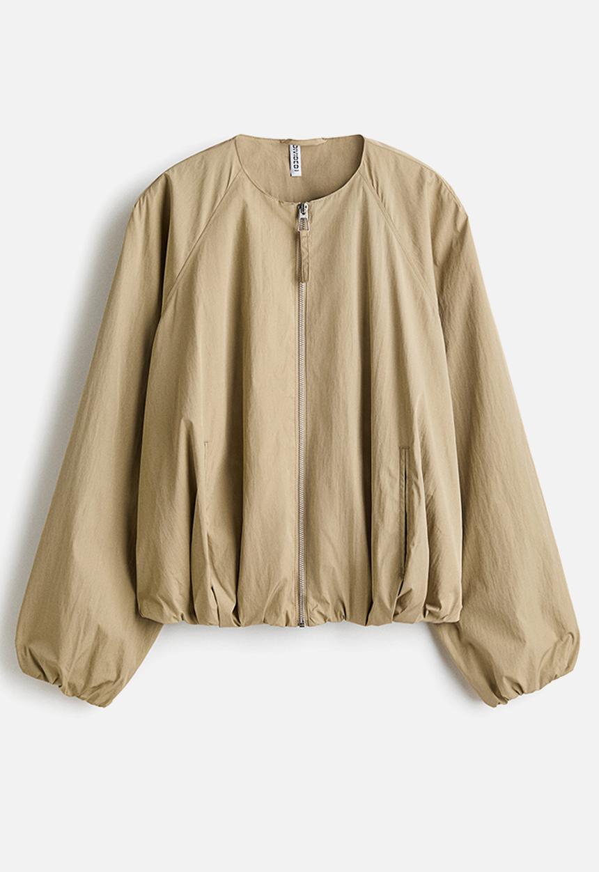 H&M - Bubble-hem bomber jacket - beige