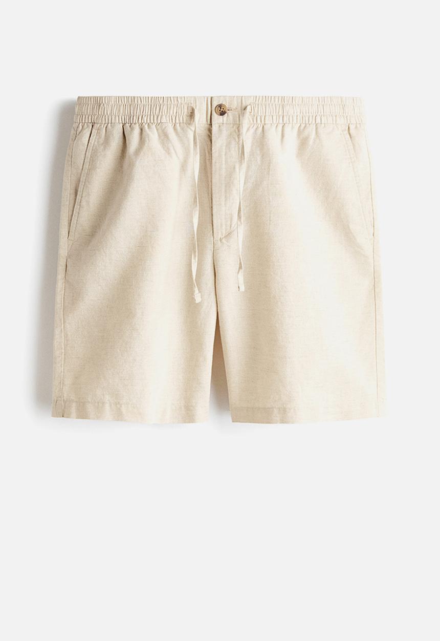 H&M - Regular fit linen-blend shorts - cream