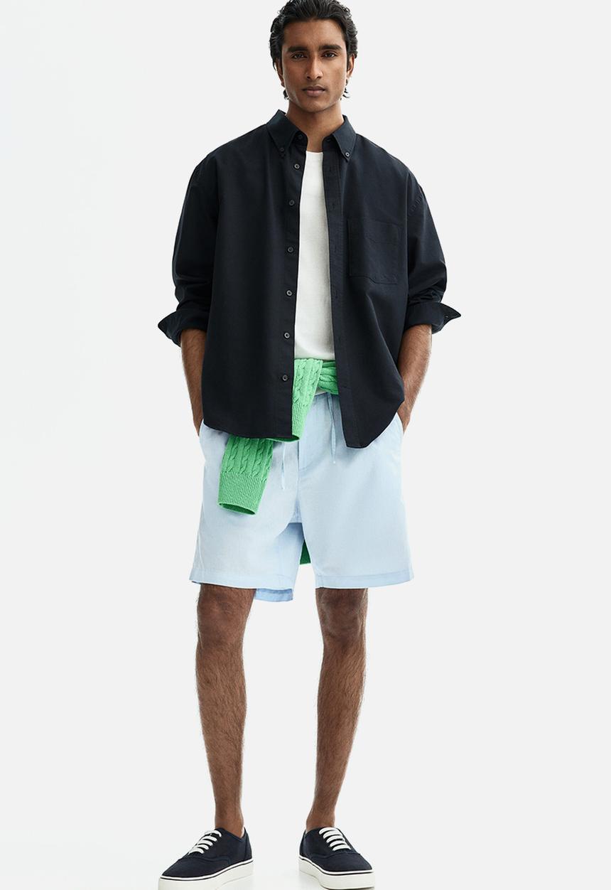 H&M - Regular fit linen-blend shorts - light blue
