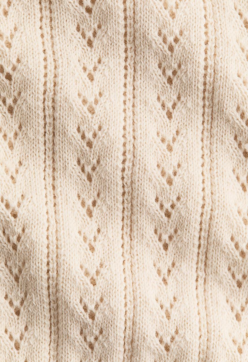 H&M - Pointelle-knit cotton cardigan - light beige