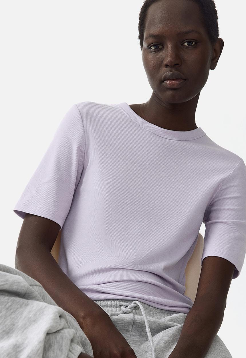 H&M - Ribbed t-shirt - lilac