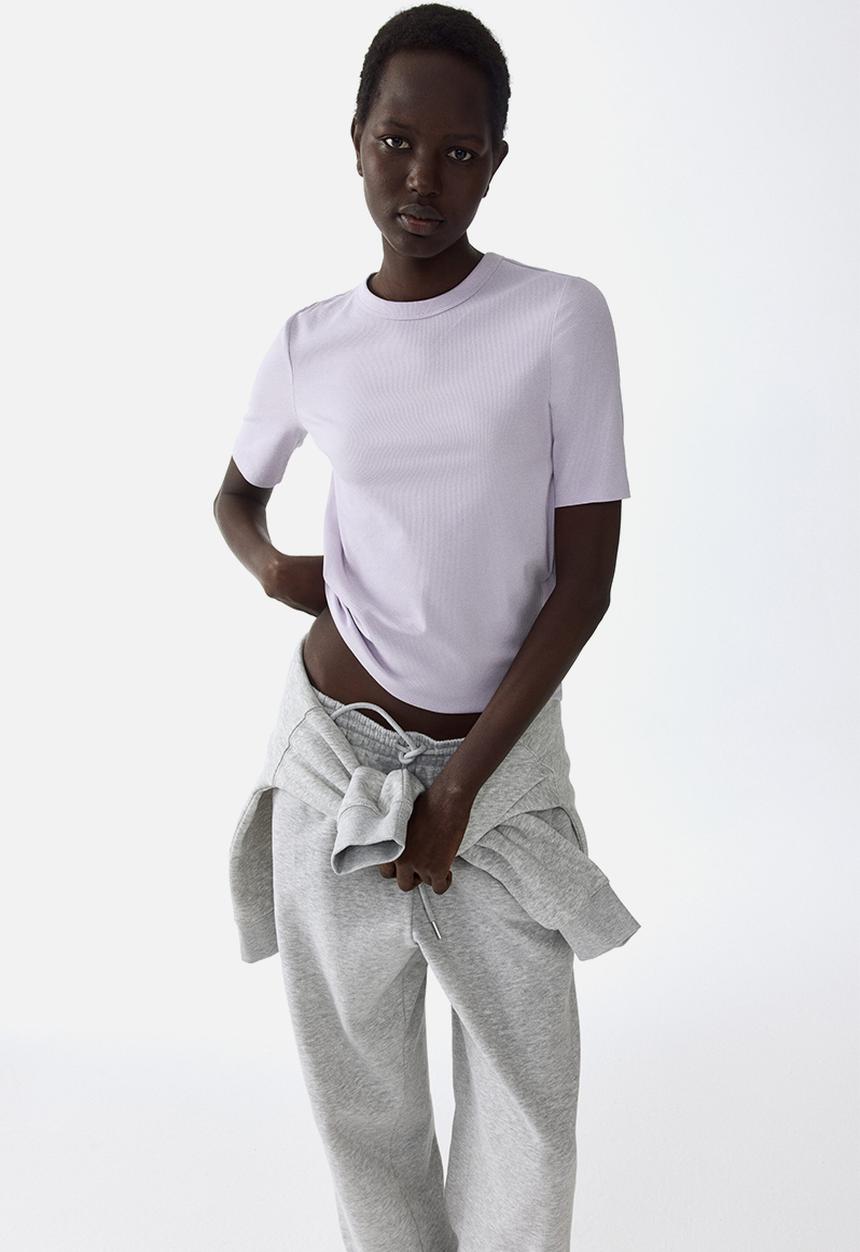 H&M - Ribbed t-shirt - lilac
