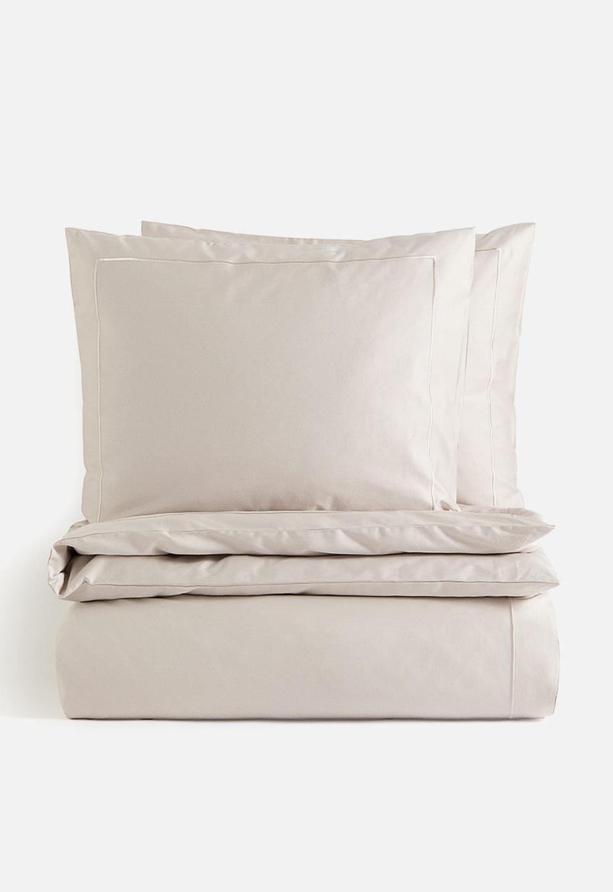 H&M - Cotton sateen double/king duvet cover set - light mole