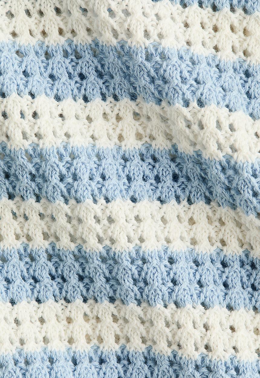 H&M - Pointelle-knit jumper - blue/white striped