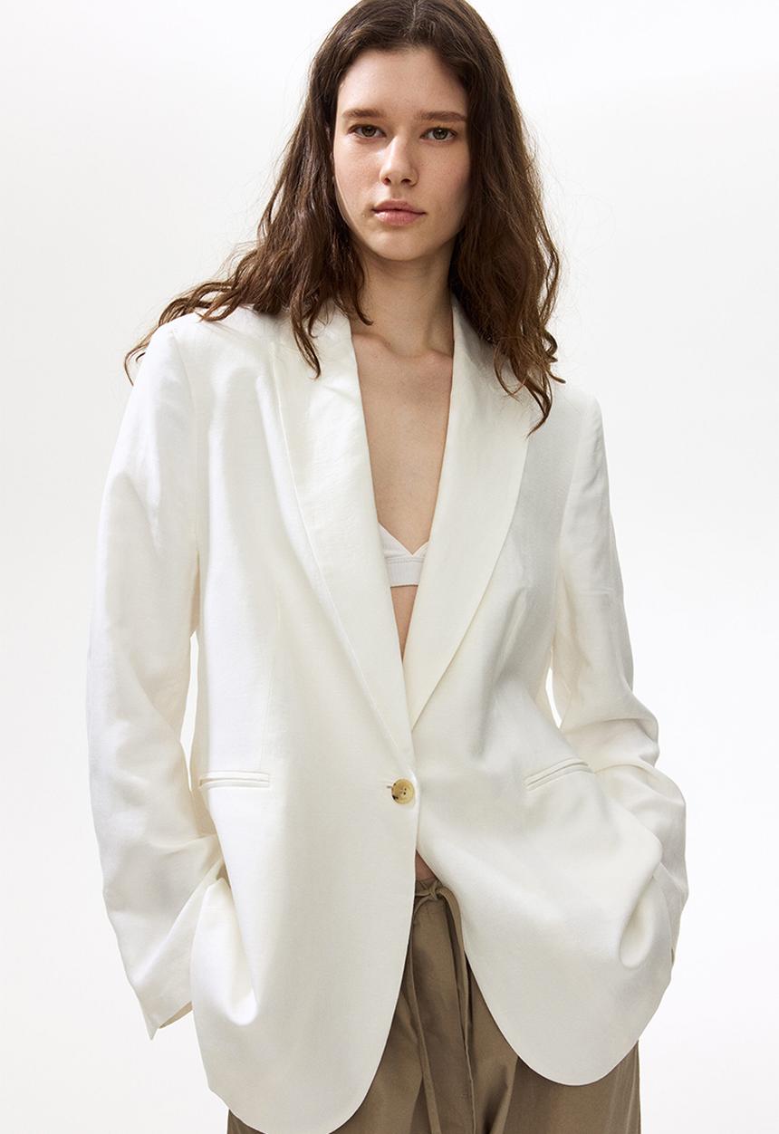 H&M - Linen-blend blazer - white