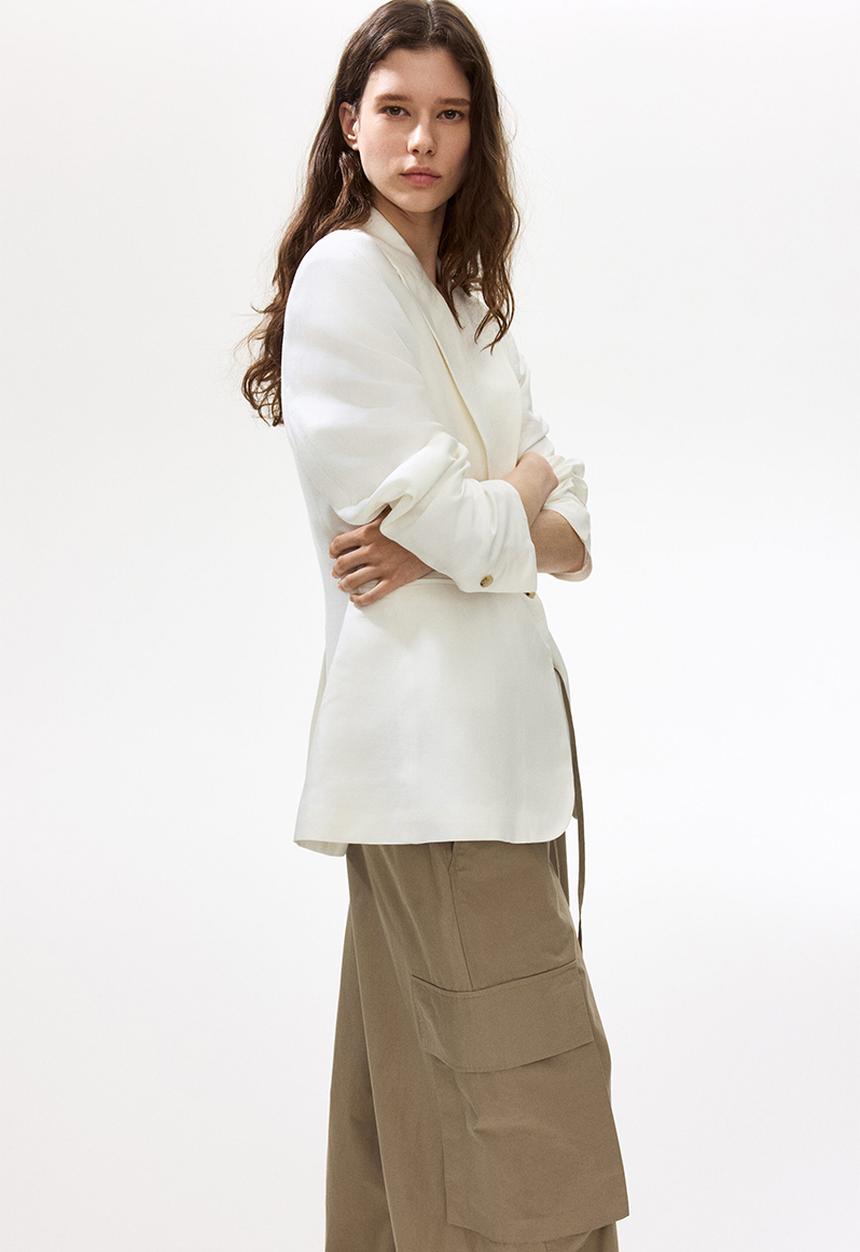 H&M - Linen-blend blazer - white